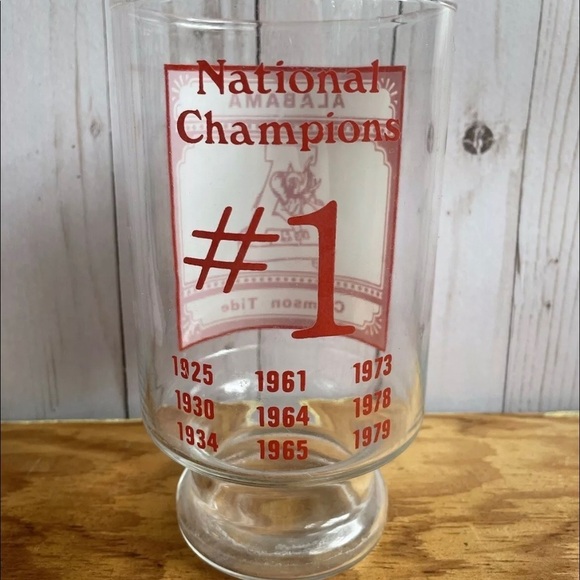 Vintage 80s University of Alabama Crimson Tide Football Championships Glass - Picture 4 of 8
